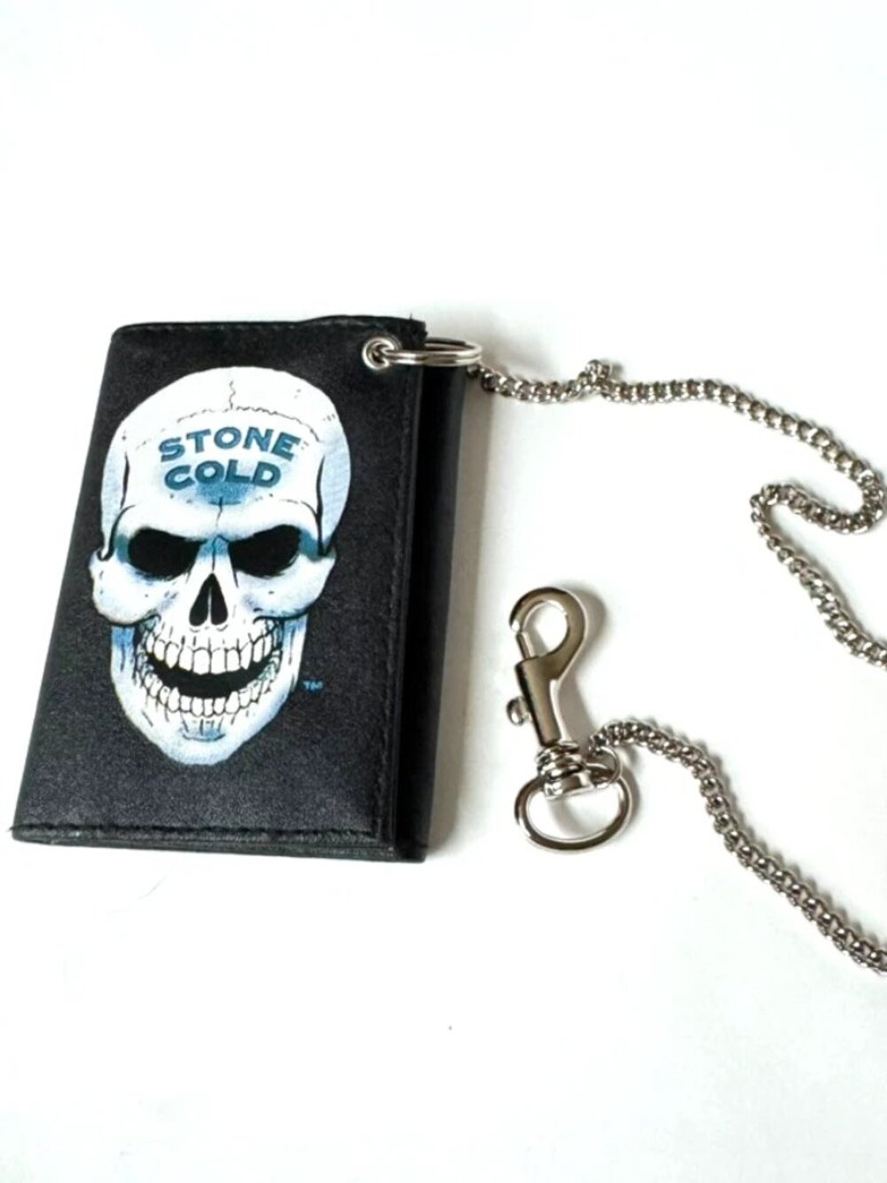 Stone Cold Tri Fold Wallet Chain Vintage 1997 WWF Steve Austin 3:16 Skull EUC